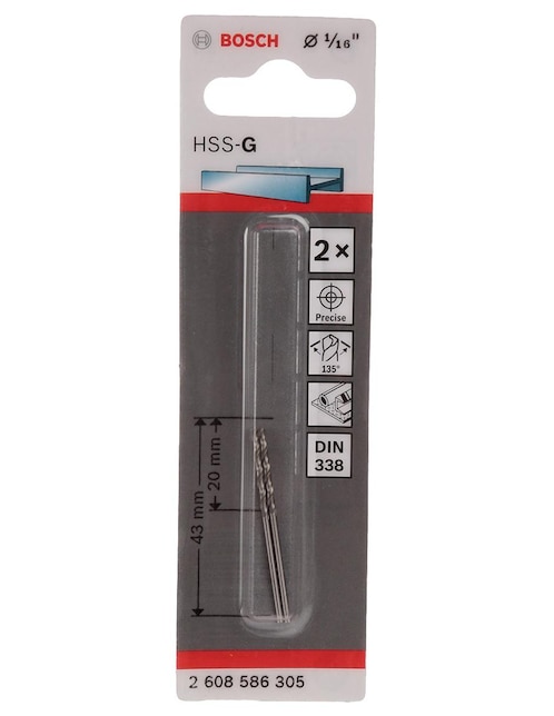 Brocas 1/16 de pulgada Bosch 2608586305