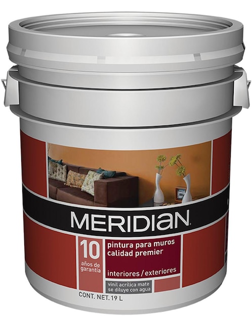 Pintura Meridian Premier calidad 10 color blanco mate 19 L |  