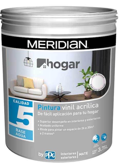 Pintura Meridian Hogar calidad 5 color blanco 3.75 L