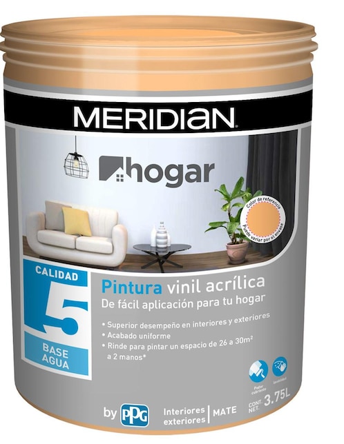 Pintura Meridian Hogar calidad 5 color melocotón 3.75 L