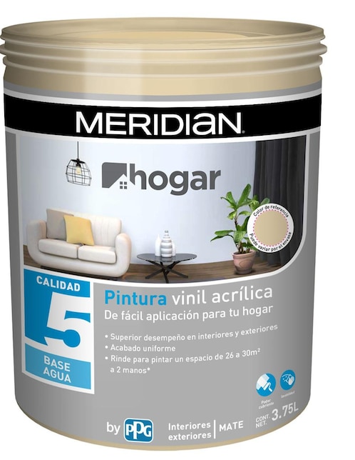 Pintura Meridian Hogar calidad 5 color arena 3.75 L