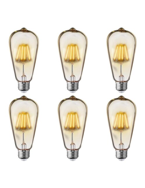 Set de 6 focos LED Aksi vintage mazorca ST19 consume 5W
