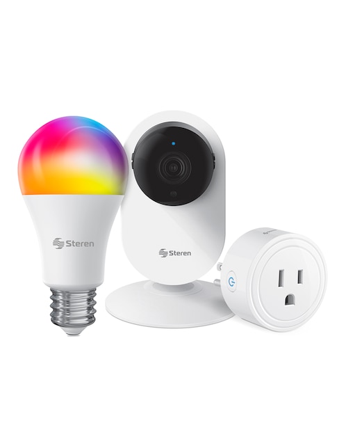 Cámara individual de seguridad Steren alámbrica Full HD 80° a 19° con capacidad de grabar con visión nocturna App Store y Google Play