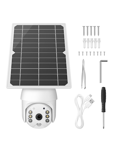 Cámara solar de seguridad Steren alámbrica Full HD 180° con capacidad para grabar para exterior