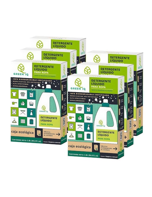 Detergente líquido Green IQ 2.8 Litros x 6 unidades