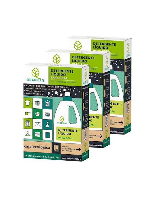 Detergente líquido Green IQ 2.8 Litros x 3 Unidades