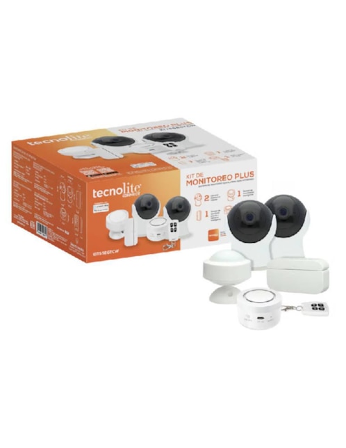 Kit 2 cámaras de seguridad Tecnolite Connect inalámbrica HD 114° visión nocturna para interior