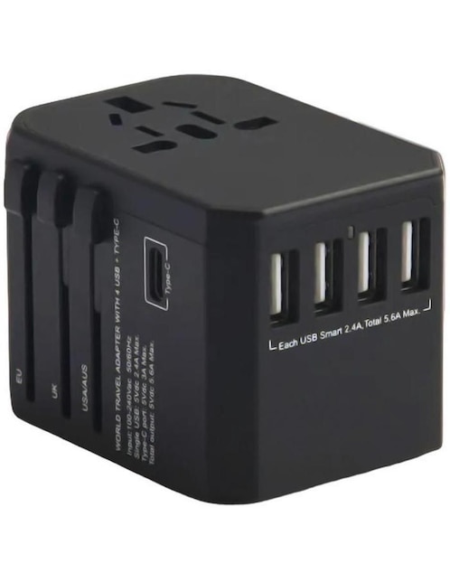 Multicontacto Ventdepot Travelxpertblack de 4 contactos