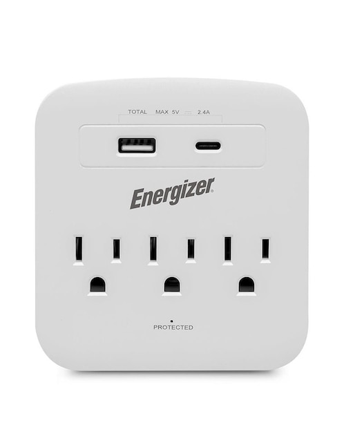 Multicontacto Energizer EN-TAP3 de 3 salidas y 2 puertos USB
