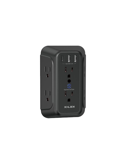 Multicontacto Kelek Mult-6-B1 de 6 contactos, 2 puertos usb y 1 puerto USB C