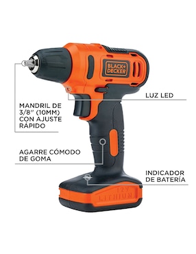 Taladro atornillador inalámbrico Black + Decker LD12S-B3 12 Volts