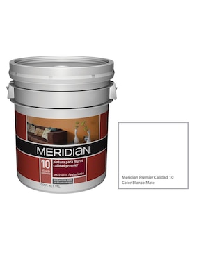 Pintura Meridian Premier calidad 10 color blanco mate 19 L