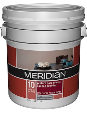 Pintura Meridian Premier calidad 10 color blanco satinado 19 L
