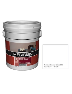 Pintura Meridian Premier calidad 10 color blanco satinado 19 L