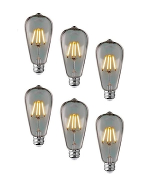 Set de 6 focos LED AKSI Vintage Smoke (Mazorca, 5 W) Dimeable E27, 127 V