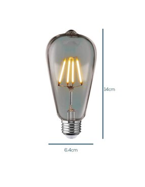Set de 6 focos LED AKSI Vintage Smoke (Mazorca, 5 W) Dimeable E27, 127 V