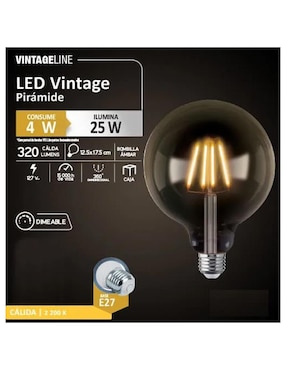 Foco LED AKSI Vintage Globo Pirámide Consume 4W Dimeable E27