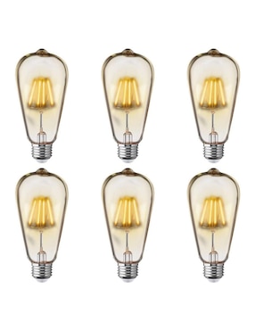 Set De 6 Focos LED Aksi Vintage Mazorca ST19 Consume 5W