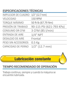 Matraca neumática AKSI 1/2 pulgada Línea semiprofesional