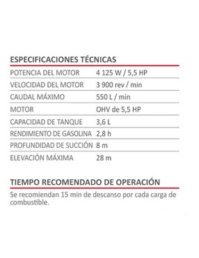 Motobomba AKSI 5.5 HP con salida de 2 pulgadas