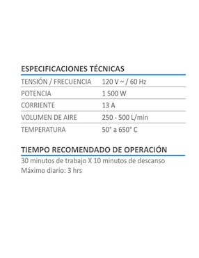 Pistola de calador AKSI 1500W 2 niveles calor fijo y regulable