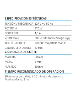 Sierra caladora AKSI 570W Línea Profesional Segueta tipo U