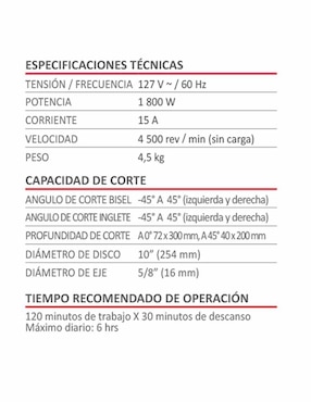 Sierra Inglete AKSI 180W de 10 pulgadas corte en madera y aluminio