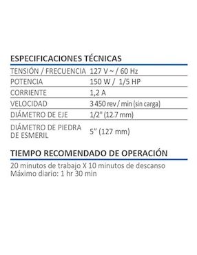 Esmeril de banco AKSI 150W de 5 pulgadas