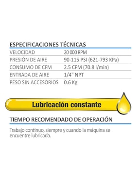 Mini esmeriladora angular neumática AKSI 1/4 pulgada semiprofesional