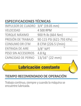 Pistola neumática de impacto AKSI 3/4 pulgada Línea profesional