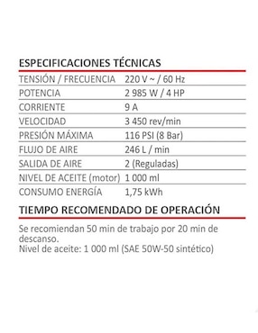 Compresor AKSI vertical de banda 240 Litros 4HP 2985W 220V