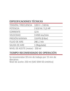 Compresor AKSI vertical 50 Litros 4HP 2985W
