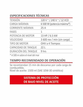 Generador gasolina AKSI 6500W Línea industrial