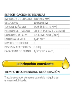 Pistola neumática de impacto AKSI 3/8 pulgada Línea semiprofesional