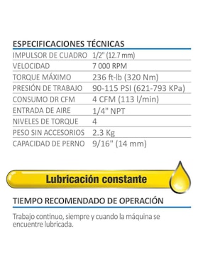 Pistola neumática de impacto AKSI 1/2 pulgada + kit de accesorios