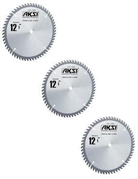 Pack De 3 Sierras Circulares De 60 Dientes De 12 Pulgadas Con Un Centro De 1 Pulgada AKSI