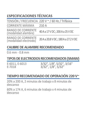 Soldadora para microalambre y electrodo AKSI 210 Amps 220V