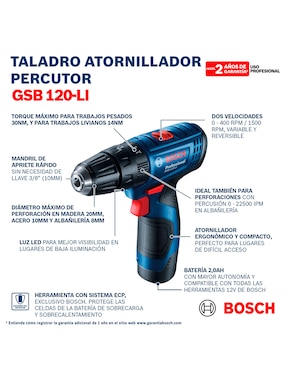 Kit de taladro atornillador inalámbrico Bosch 06019g80g4 de 12 v