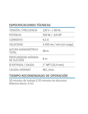 Bomba periférica AKSI 3/4 HP 600W Línea Profesional