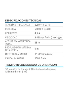 Bomba centrifuga AKSI 3/4 HP 600W Línea Profesional