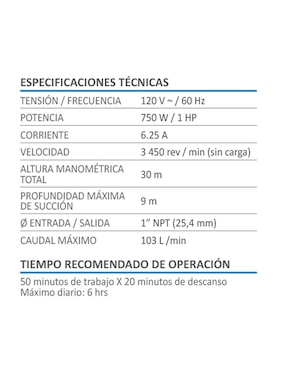 Bomba centrifuga AKSI 1 HP 750W Línea Profesional