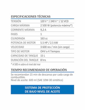 Generador de gasolina AKSI 2500 Semiprofesional