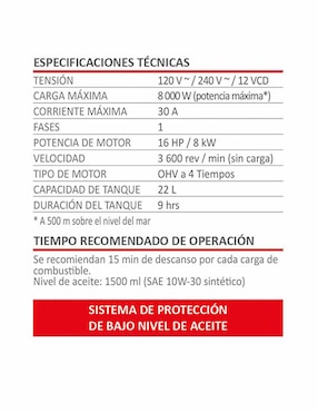 Generador de gasolina AKSI 8000W arranque automático industrial