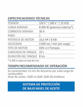 Generador de gasolina AKSI 8000W con arranque electrónico PRO