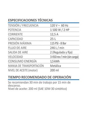 Compresor AKSI 25 L 2 HP Línea Profesional