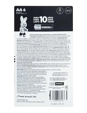 Set de 6 pilas recargables AA Duracell