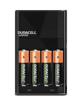 Cargador de pilas Duracell con 4 pilas AA compatible con pilas AA y AAA