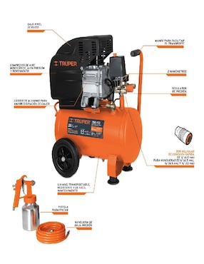 Set compresor Truper COMP-KIT25 25 L 3 HP