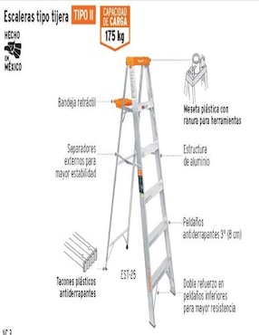 Escalera tipo tijera Truper 6 peldaños con bandeja