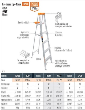 Escalera tipo tijera Truper 6 peldaños con bandeja